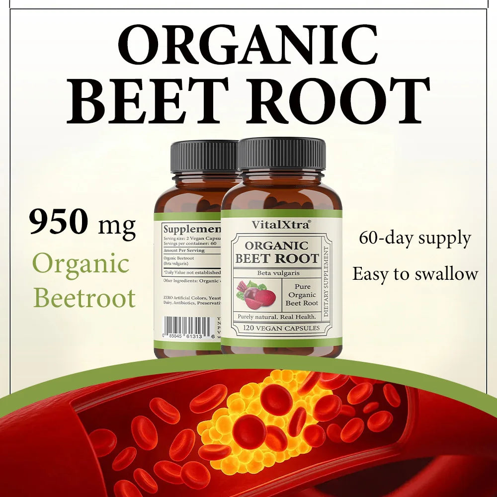 Organic Beetroot Capsules - 950mg Beetroot